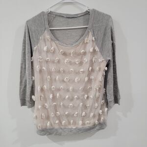 Olivia Moon Womens Top‎ Size Medium 3D Floral Daisy Bohemian Cottage Abstract